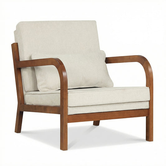 Modern Accent Chair, Faux Leather Linen Fabric, White Accent Chairs White at Gallery Canada