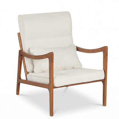 Modern Accent Chair, Solid Rubber Wood Faux Leather Armchair, White Accent Chairs White at Gallery Canada
