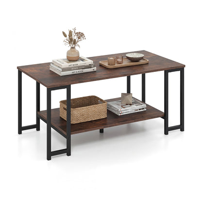 Modern Accent Table with Open Storage Shelf for Apartment and Lounge, Rustic Brown Coffee Tables Rustic Brown at Gallery Canada