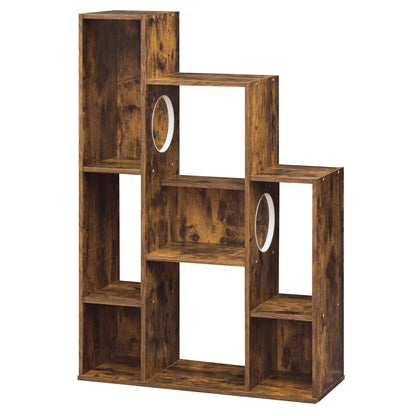 Modern Cat Bookshelf Tree, 8-Section Storage Cabinet, Brown Cat Trees Condos & Scratchers Rustic Brown at Gallery Canada