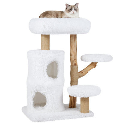 Modern Cat Tree for Indoor Cats 30.5 Cat Tower with Real Solid Wood Branches, White Cat Trees Condos & Scratchers White at Gallery Canada