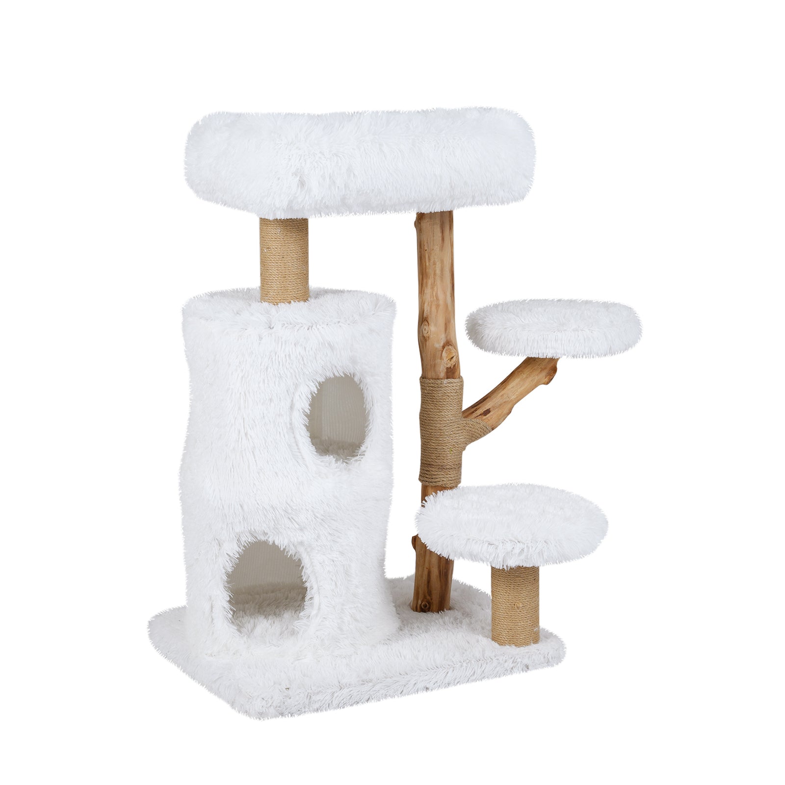 Modern Cat Tree for Indoor Cats 30.5 Cat Tower with Real Solid Wood Branches, White Cat Trees Condos & Scratchers at Gallery Canada