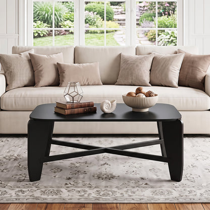 Modern Coffee Table, Rubber Wood Cross-Leg, Black Coffee Tables at Gallery Canada