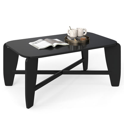 Modern Coffee Table, Rubber Wood Cross-Leg, Black Coffee Tables at Gallery Canada