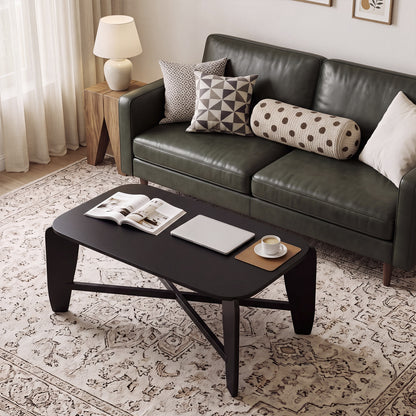 Modern Coffee Table, Rubber Wood Cross-Leg, Black Coffee Tables at Gallery Canada