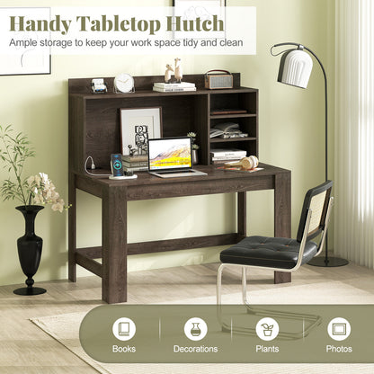 Modern Computer Desk With Hutch, Storage Shelves, Oak Computer Desks at Gallery Canada