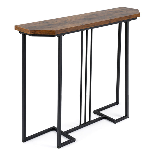 Modern Narrow Console Table, Metal Legs, Rustic Brown Console Tables Rustic Brown at Gallery Canada