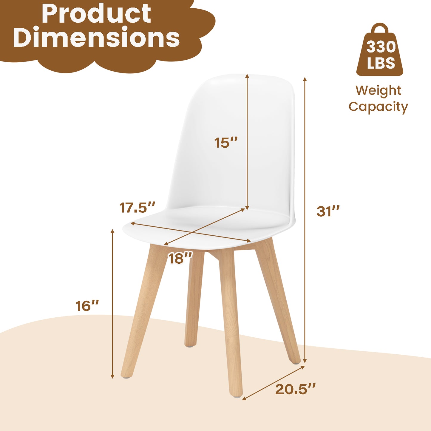 Modern Dining Chair Set Of 2, Solid Beech Wood Legs, White Dining Chairs at Gallery Canada