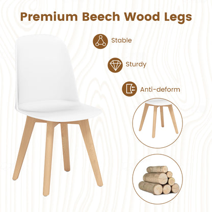 Modern Dining Chair Set Of 2, Solid Beech Wood Legs, White Dining Chairs at Gallery Canada