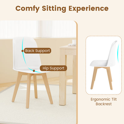Modern Dining Chair Set Of 2, Solid Beech Wood Legs, White Dining Chairs at Gallery Canada