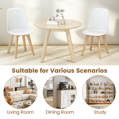 Modern Dining Chair Set Of 2, Solid Beech Wood Legs, White Dining Chairs at Gallery Canada
