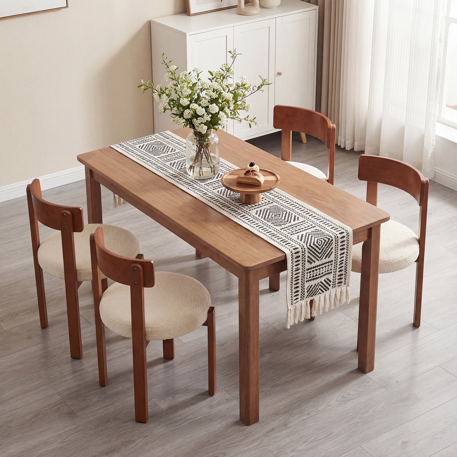 Modern Dining Chairs, Set of 4, Solid Rubber Wood Legs, Brown Dining Chairs at Gallery Canada