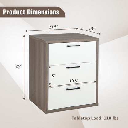 Modern Dresser Nightstand, 3 Slide-Out Drawers, White, Gray Dressers & Chests at Gallery Canada