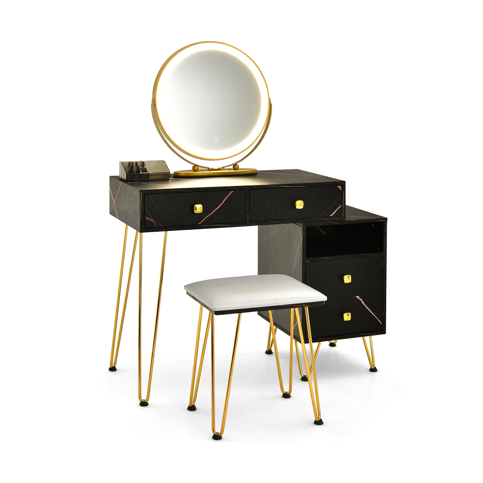 Modern Dressing Table With Storage Cabinet, Black Makeup Vanities at Gallery Canada