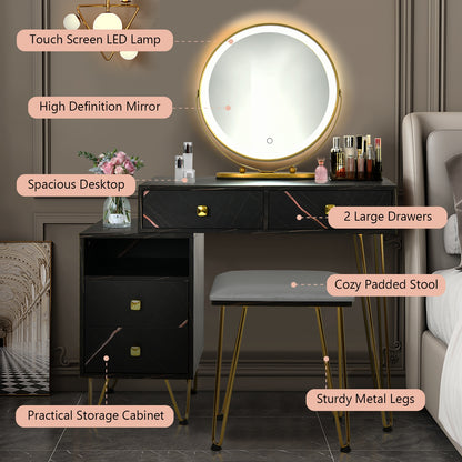 Modern Dressing Table With Storage Cabinet, Black Makeup Vanities at Gallery Canada