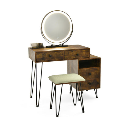 Modern Dressing Table With Storage Cabinet, Rustic Brown Makeup Vanities at Gallery Canada