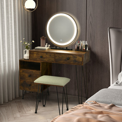 Modern Dressing Table With Storage Cabinet, Rustic Brown Makeup Vanities at Gallery Canada