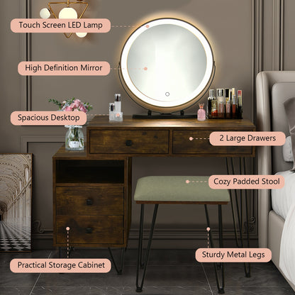 Modern Dressing Table With Storage Cabinet, Rustic Brown Makeup Vanities at Gallery Canada