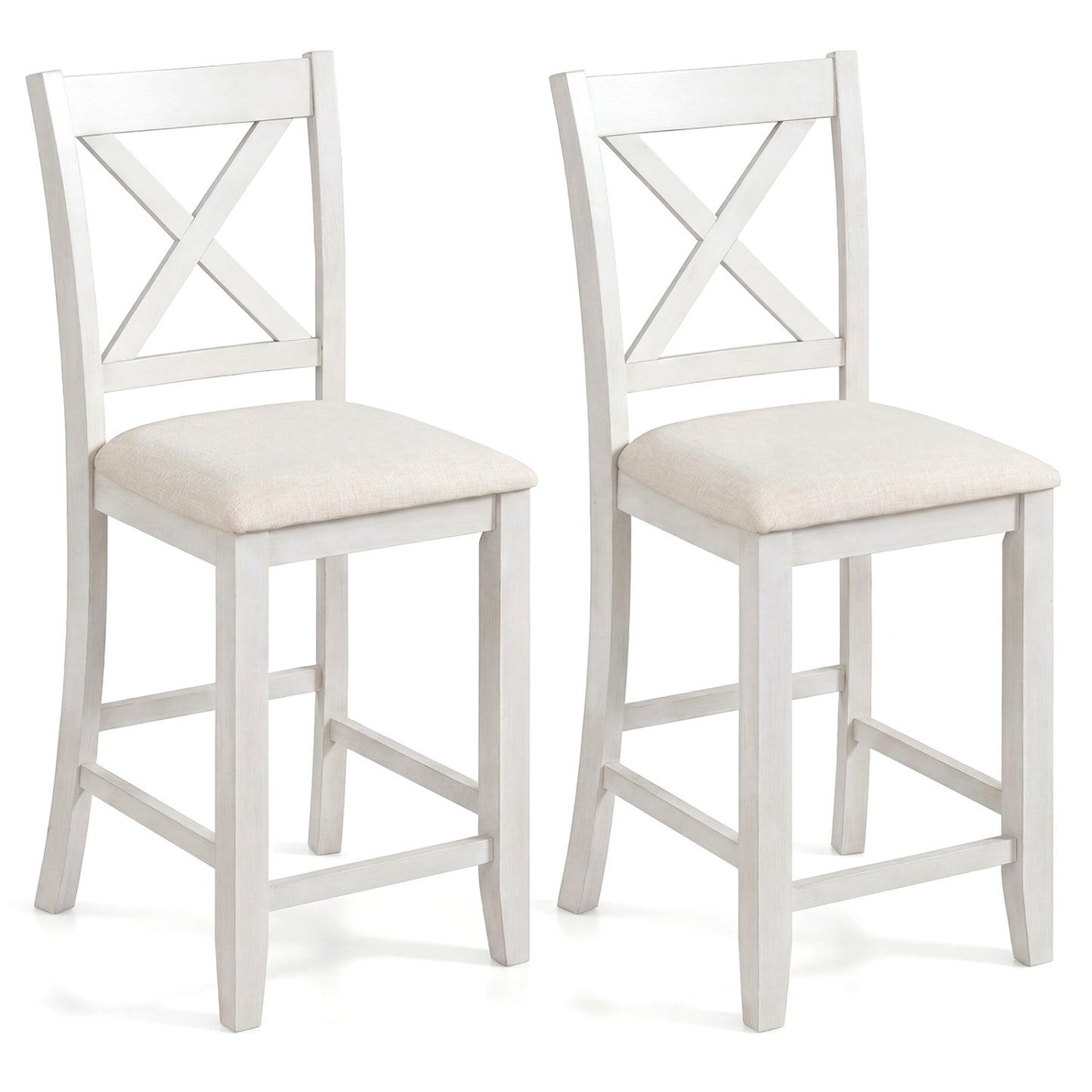 Modern Farmhouse Counter Height Stools with Footrest and Cushion, White Bar Stools at Gallery Canada