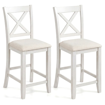 Modern Farmhouse Counter Height Stools with Footrest and Cushion, White Bar Stools at Gallery Canada