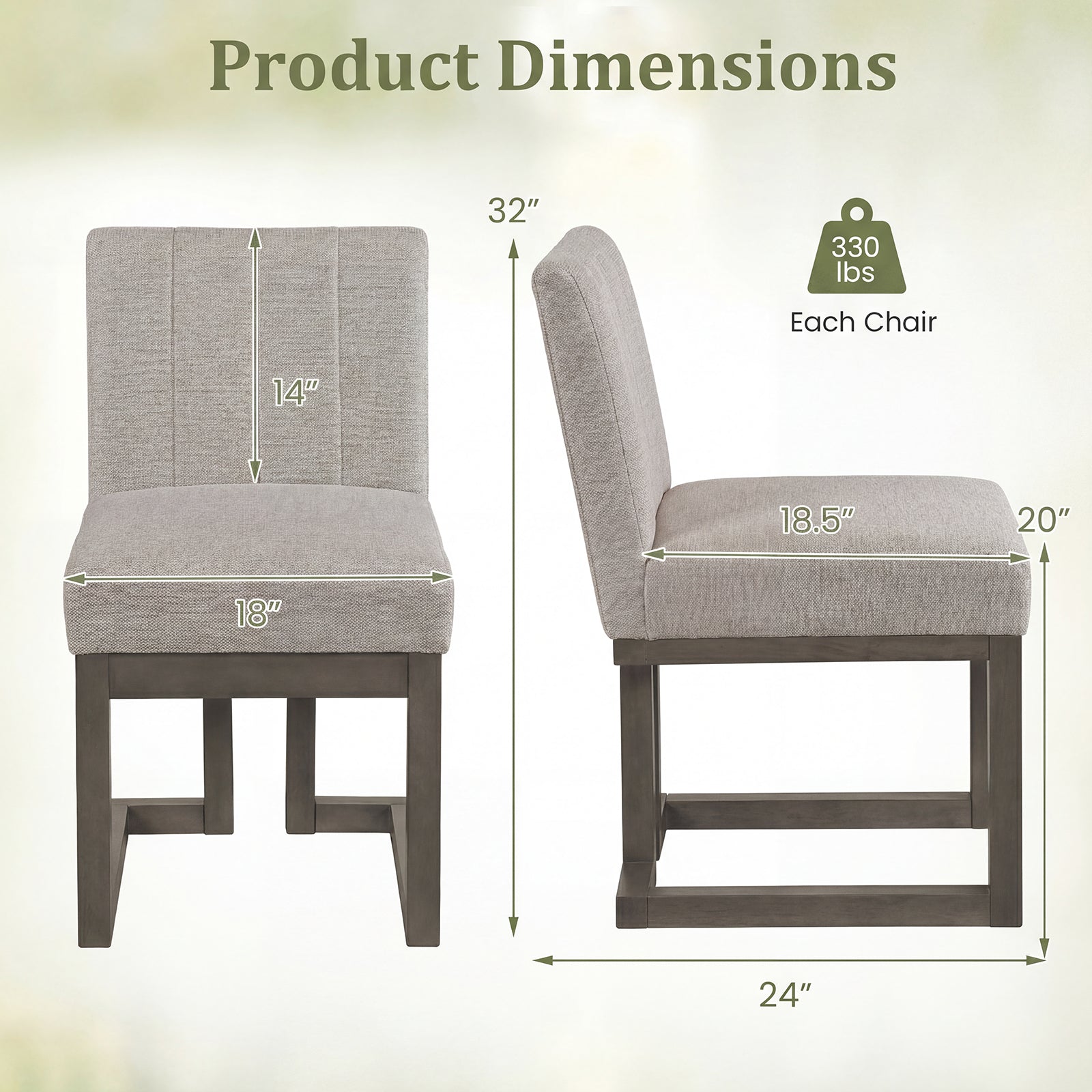 Modern Farmhouse Dining Chairs, Set of 2, 5.5