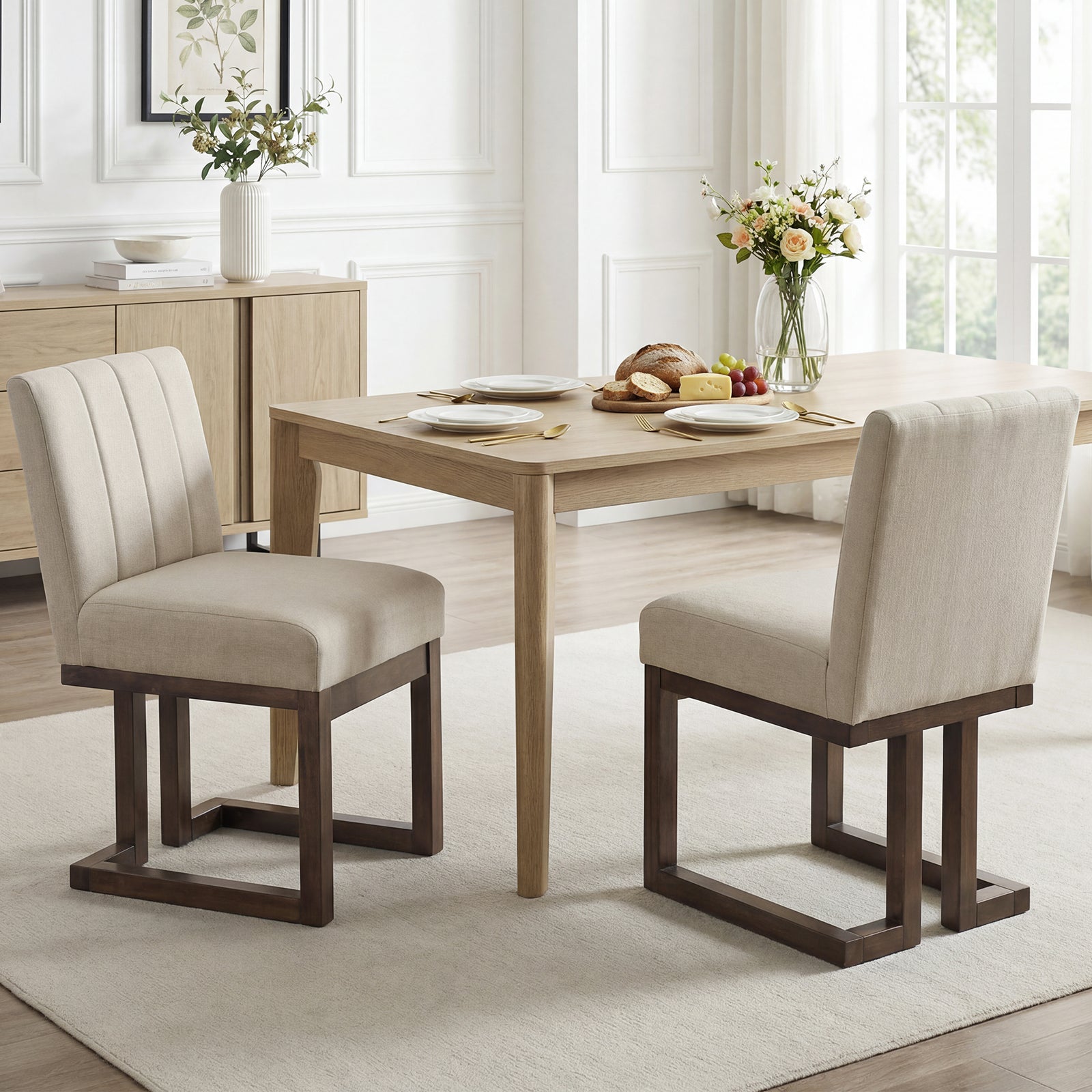 Modern Farmhouse Fabric Dining Chairs, Set of 2, 5.5