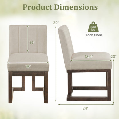 Modern Farmhouse Fabric Dining Chairs, Set of 2, 5.5" Thickened Padded Seat, Walnut Dining Chairs at Gallery Canada