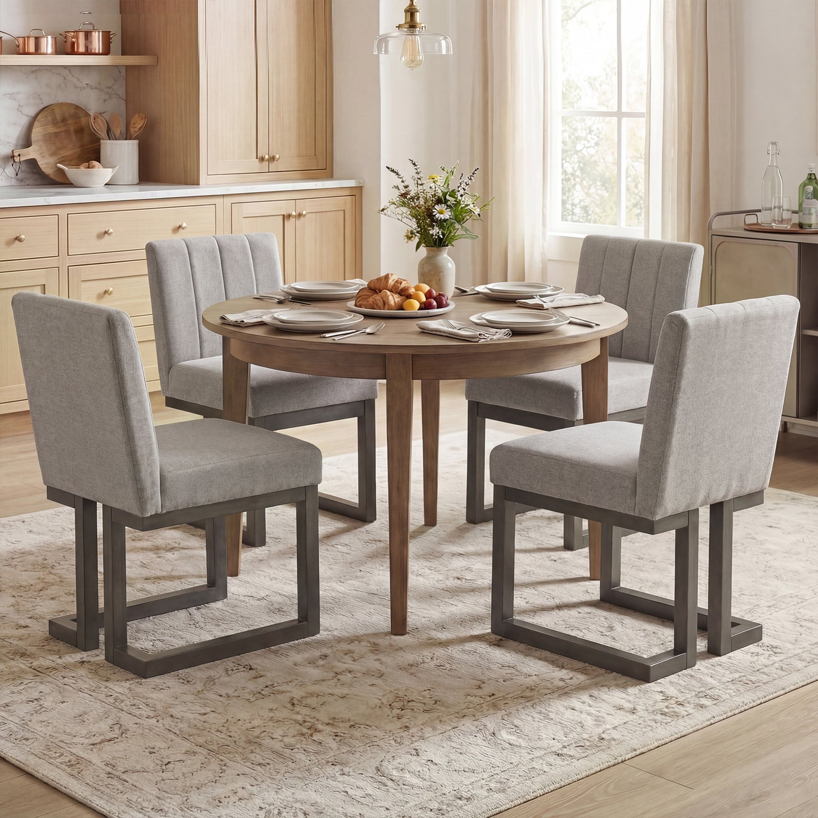 Fabric Dining Chairs, Set of 4, 5.5