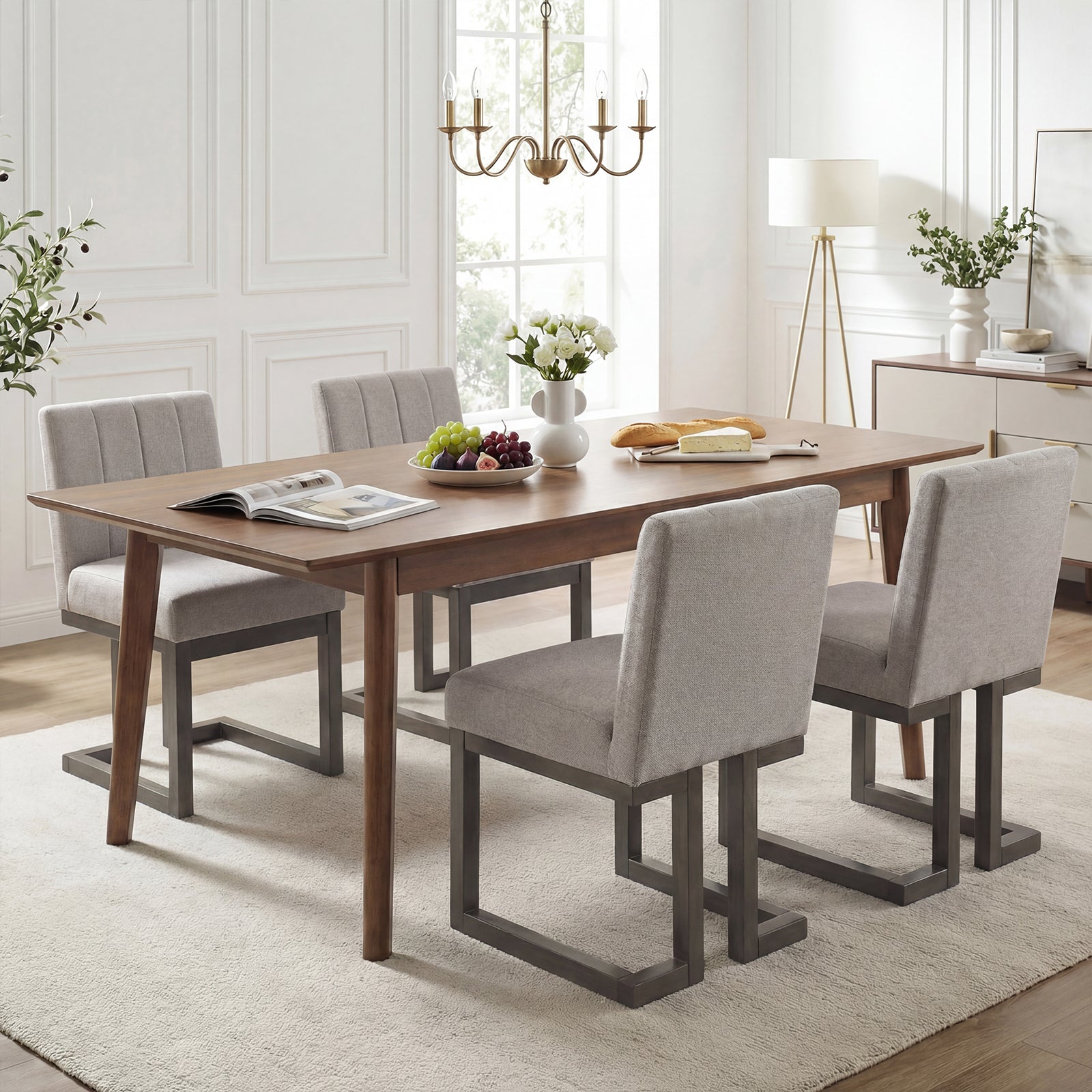 Fabric Dining Chairs, Set of 4, 5.5