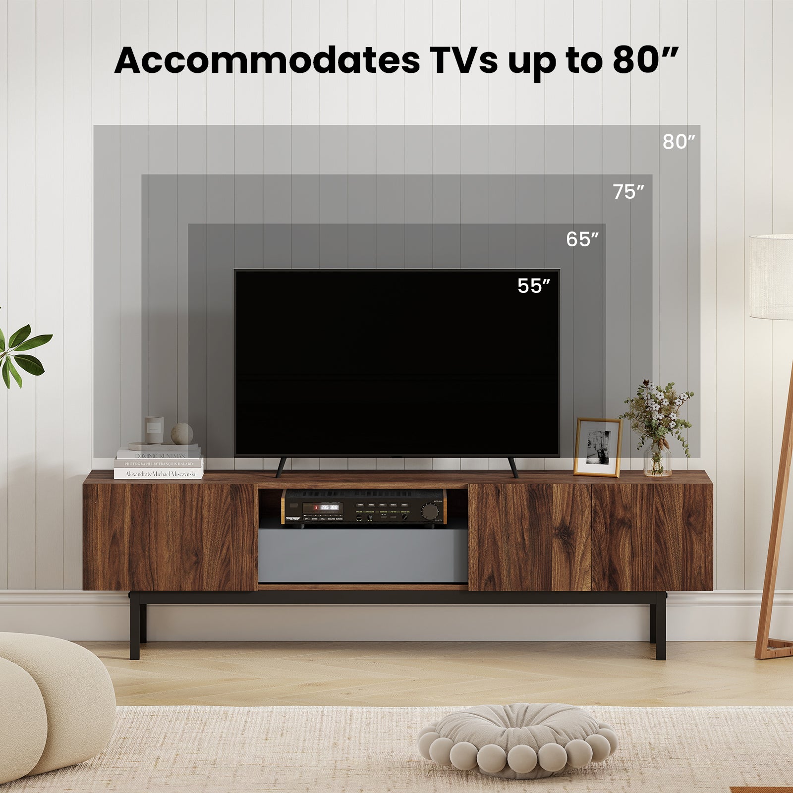 Modern Mid Century TV Cabinetfor TVs up to 82