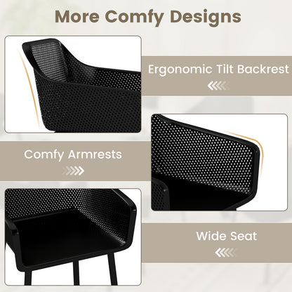 Plastic Dining Chairs, Set of 4, Kitchen Armchairs, Mesh Backrest, Black Dining Chairs at Gallery Canada