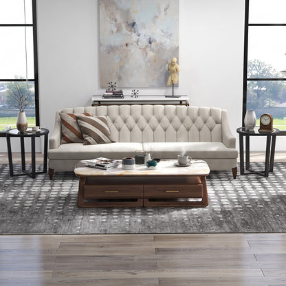 Modern Round End Table, Transparent Tempered Glass Top, Black End & Side Tables at Gallery Canada