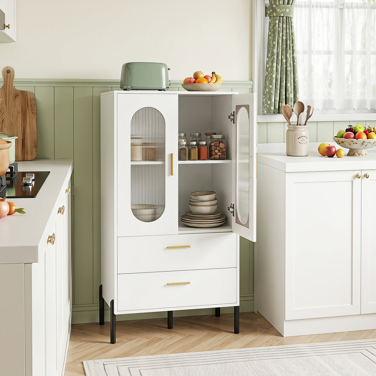 Modern Sideboard Buffet Cabinet with Fluted Doors, White Sideboards Cabinets & Buffets at Gallery Canada