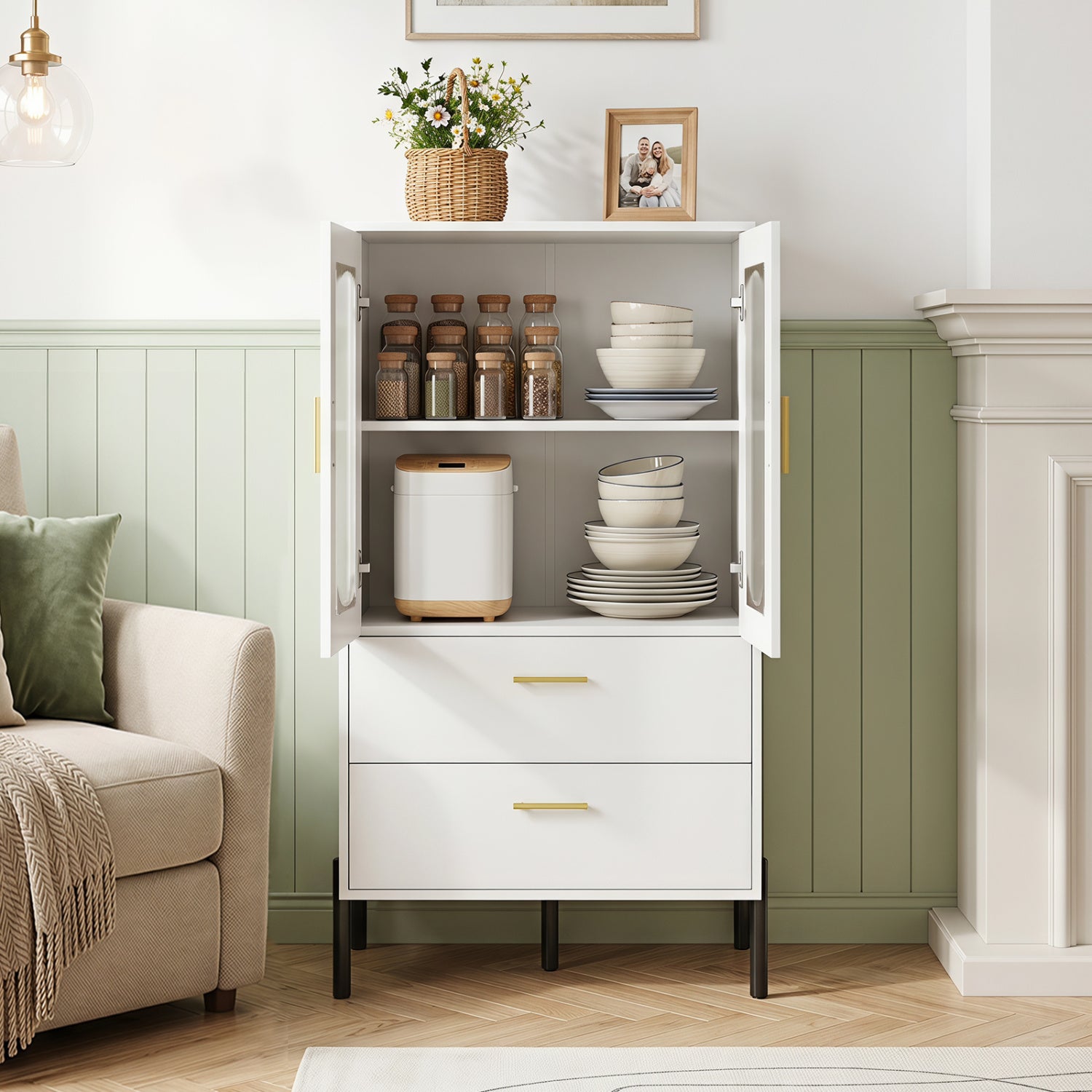 Modern Sideboard Buffet Cabinet with Fluted Doors, White Sideboards Cabinets & Buffets at Gallery Canada