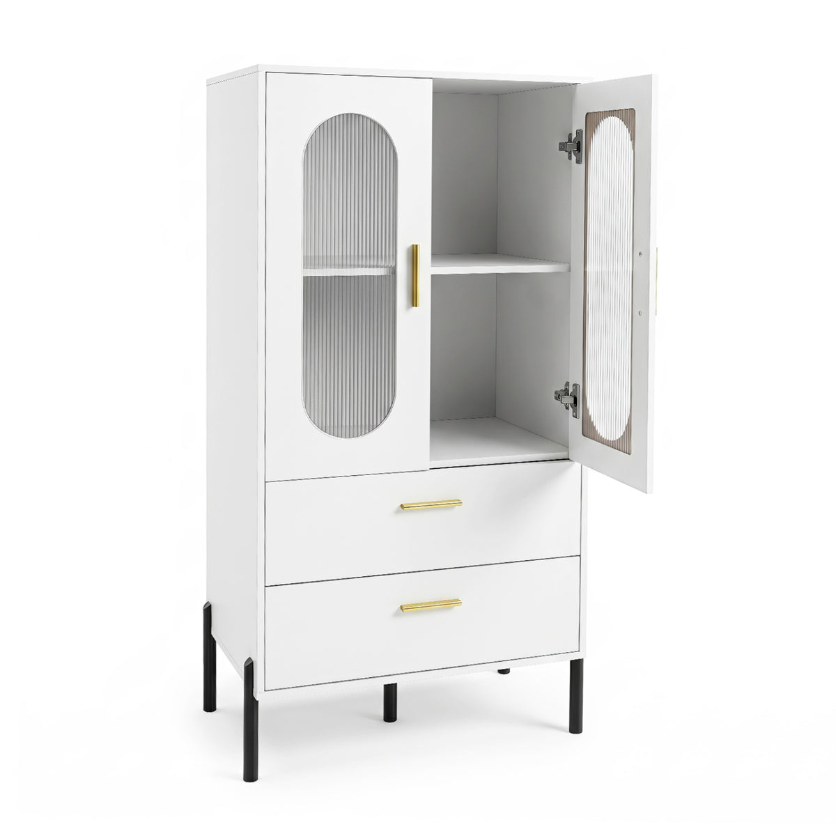 Modern Sideboard Buffet Cabinet with Fluted Doors, White Sideboards Cabinets & Buffets White at Gallery Canada