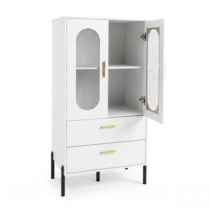 Modern Sideboard Buffet Cabinet with Fluted Doors, White Sideboards Cabinets & Buffets White at Gallery Canada