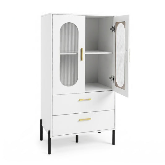 Modern Sideboard Buffet Cabinet with Fluted Doors, White Sideboards Cabinets & Buffets White at Gallery Canada