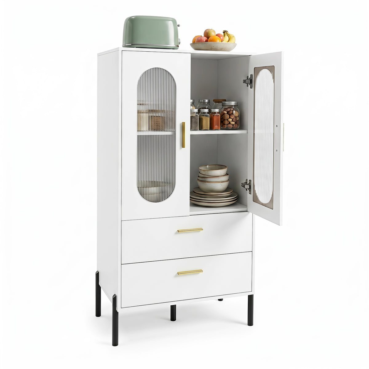 Modern Sideboard Buffet Cabinet with Fluted Doors, White Sideboards Cabinets & Buffets at Gallery Canada