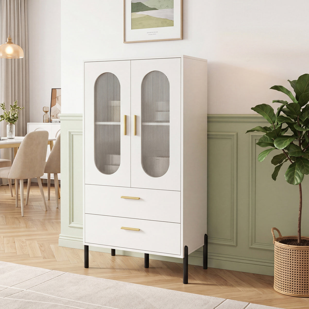Modern Sideboard Buffet Cabinet with Fluted Doors, White Sideboards Cabinets & Buffets at Gallery Canada