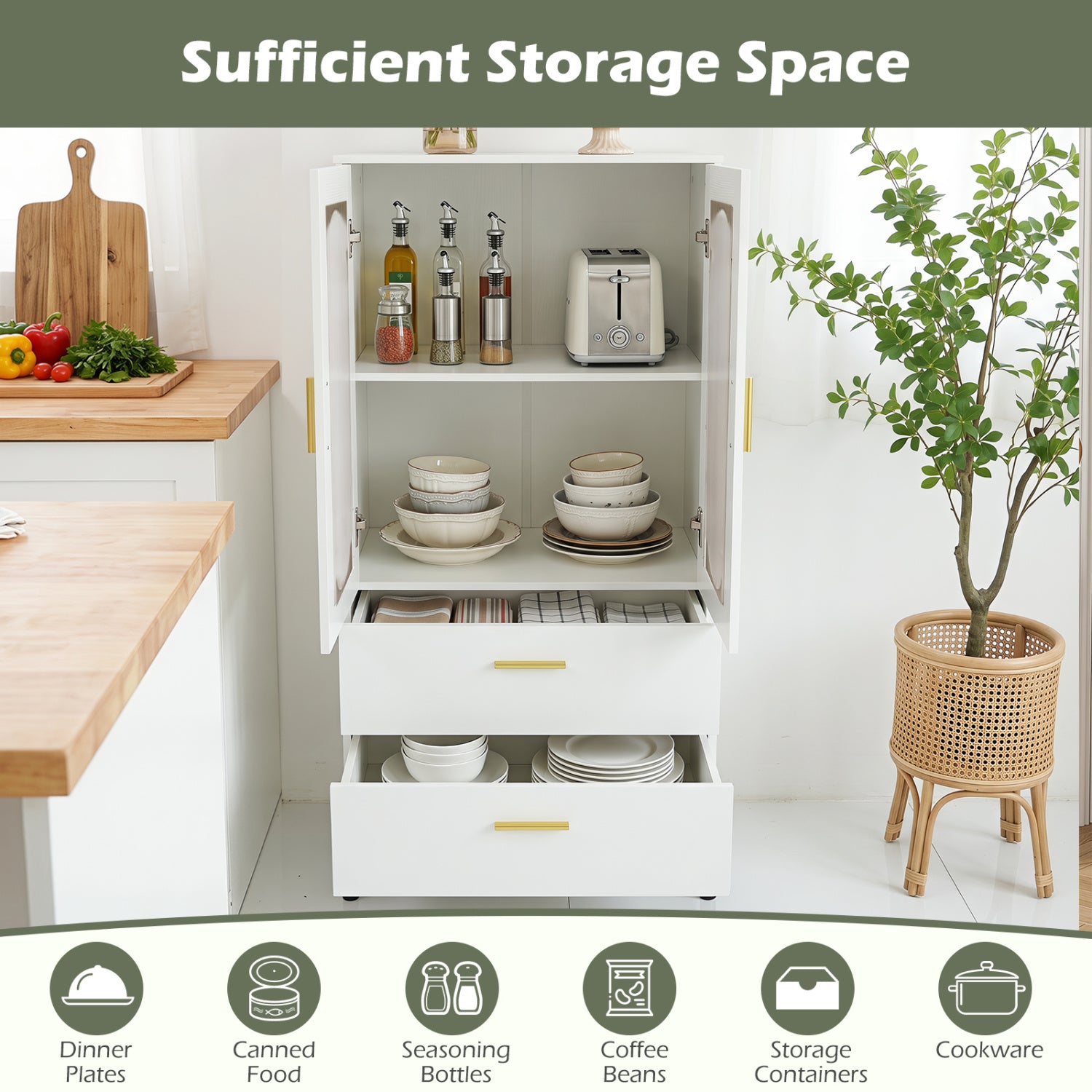 Modern Sideboard Buffet Cabinet with Fluted Doors, White Sideboards Cabinets & Buffets at Gallery Canada