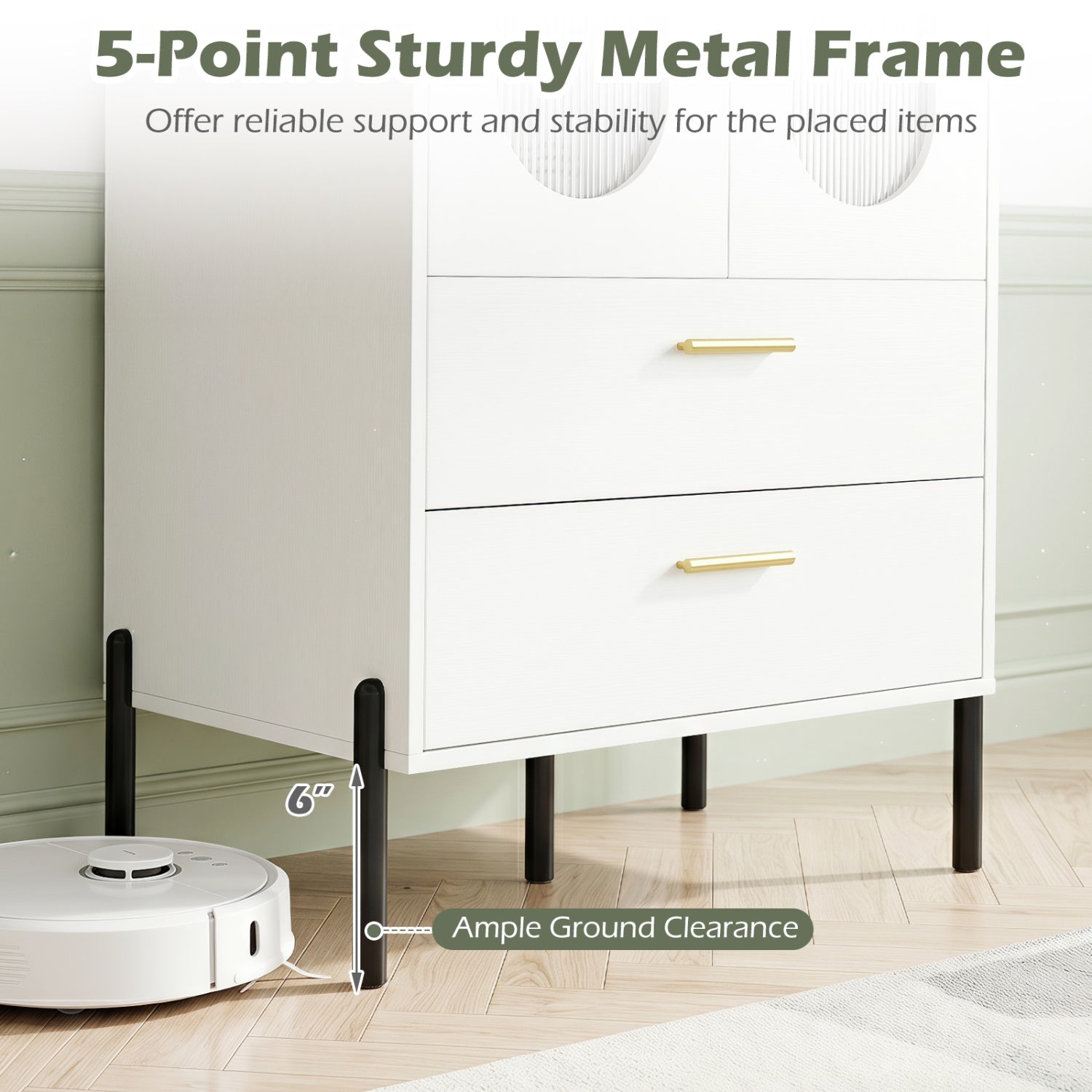 Modern Sideboard Buffet Cabinet with Fluted Doors, White Sideboards Cabinets & Buffets at Gallery Canada
