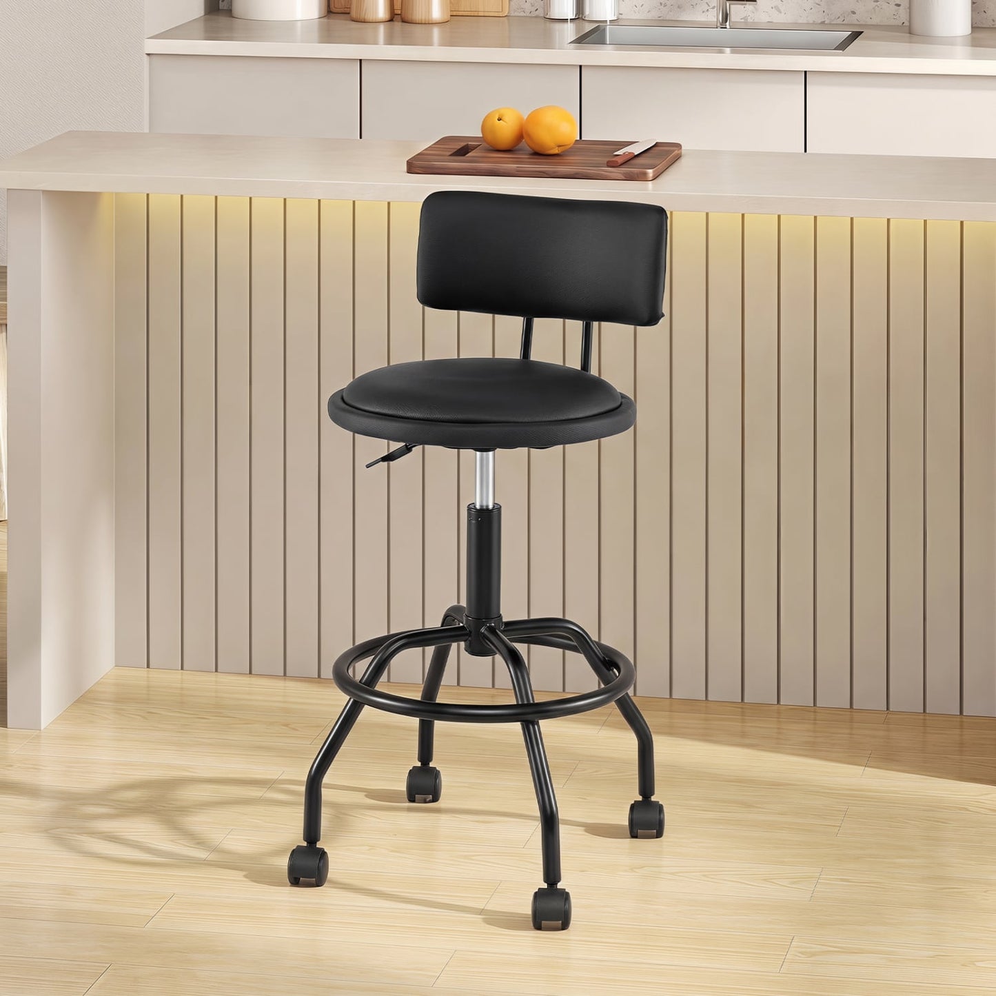 Modern Swivel Bar Stool with Backrest, Black Bar Stools at Gallery Canada