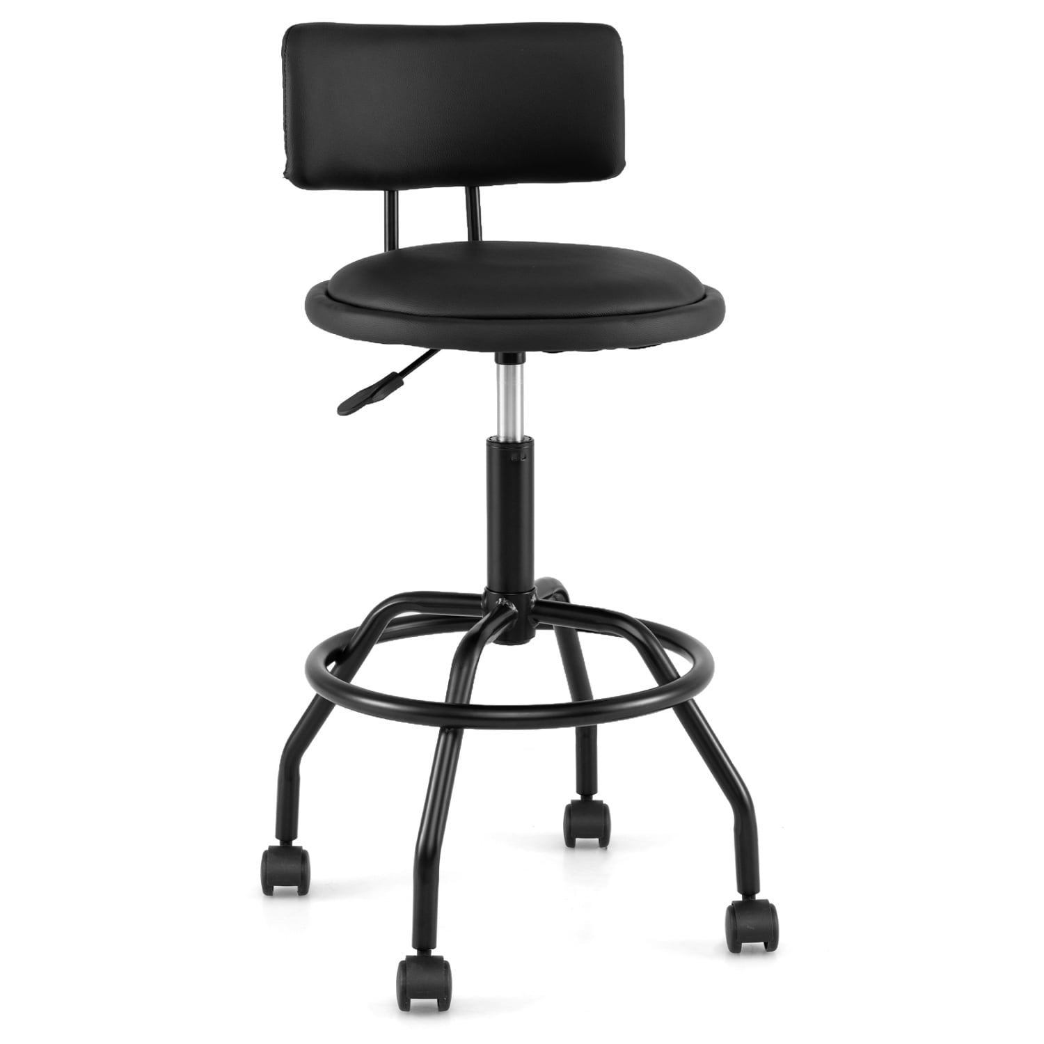 Modern Swivel Bar Stool with Backrest, Black Bar Stools Black at Gallery Canada