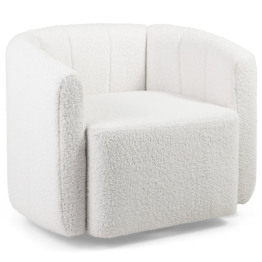 Modern Upholstered Sherpa Accent Chair, Curved Backrest, White Sofas & Loveseats White at Gallery Canada