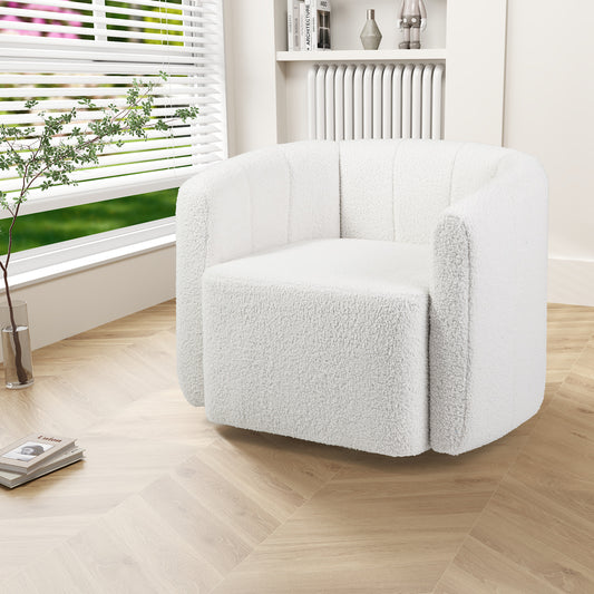 Modern Upholstered Sherpa Accent Chair, Curved Backrest, White Sofas & Loveseats White at Gallery Canada