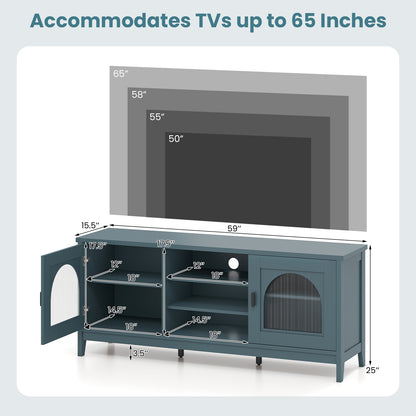 Vintage TV Cabinet, Adjustable Shelves, 65 Inches, Turquoise Entertainment Centers & TV Stands at Gallery Canada