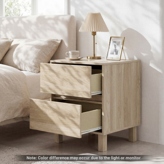 Modern Wooden End Table with 2 Storage Drawers, Natural End & Side Tables Natural at Gallery Canada