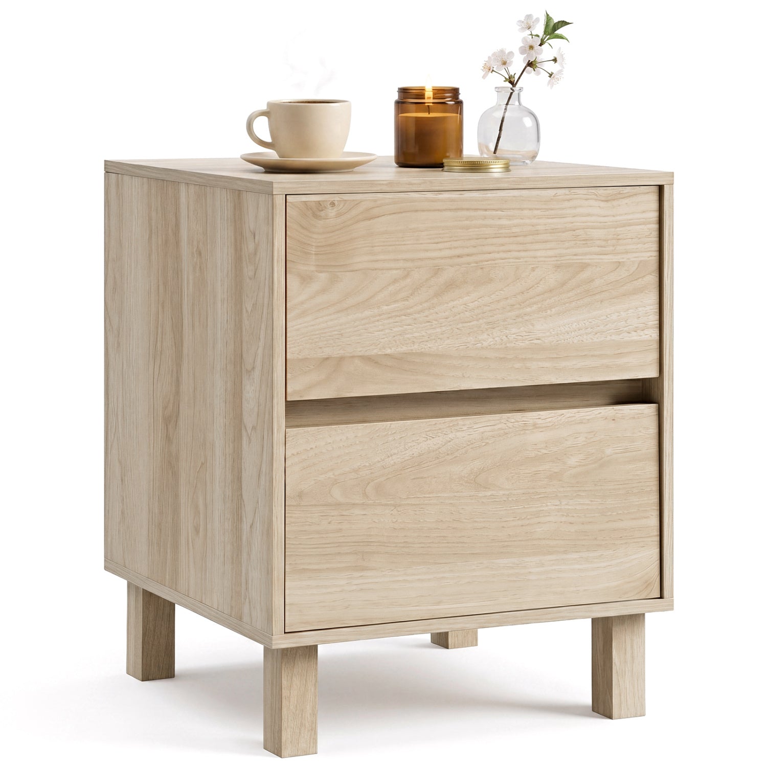 Modern Wooden End Table with 2 Storage Drawers, Natural End & Side Tables at Gallery Canada
