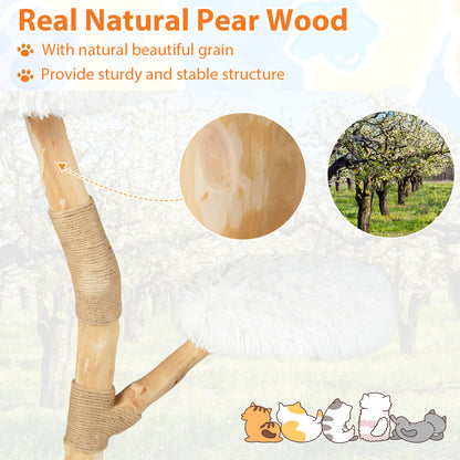Wooden Cat Tree Tower With Perch, Jute Scratching Posts, White Cat Trees Condos & Scratchers at Gallery Canada