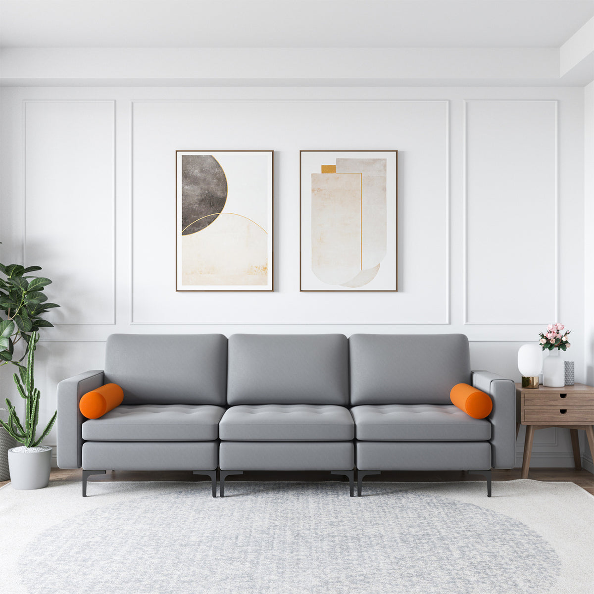 Modular 3-Seat Sofa, USB Ports, Side Storage Pocket, Gray Sofas & Loveseats at Gallery Canada